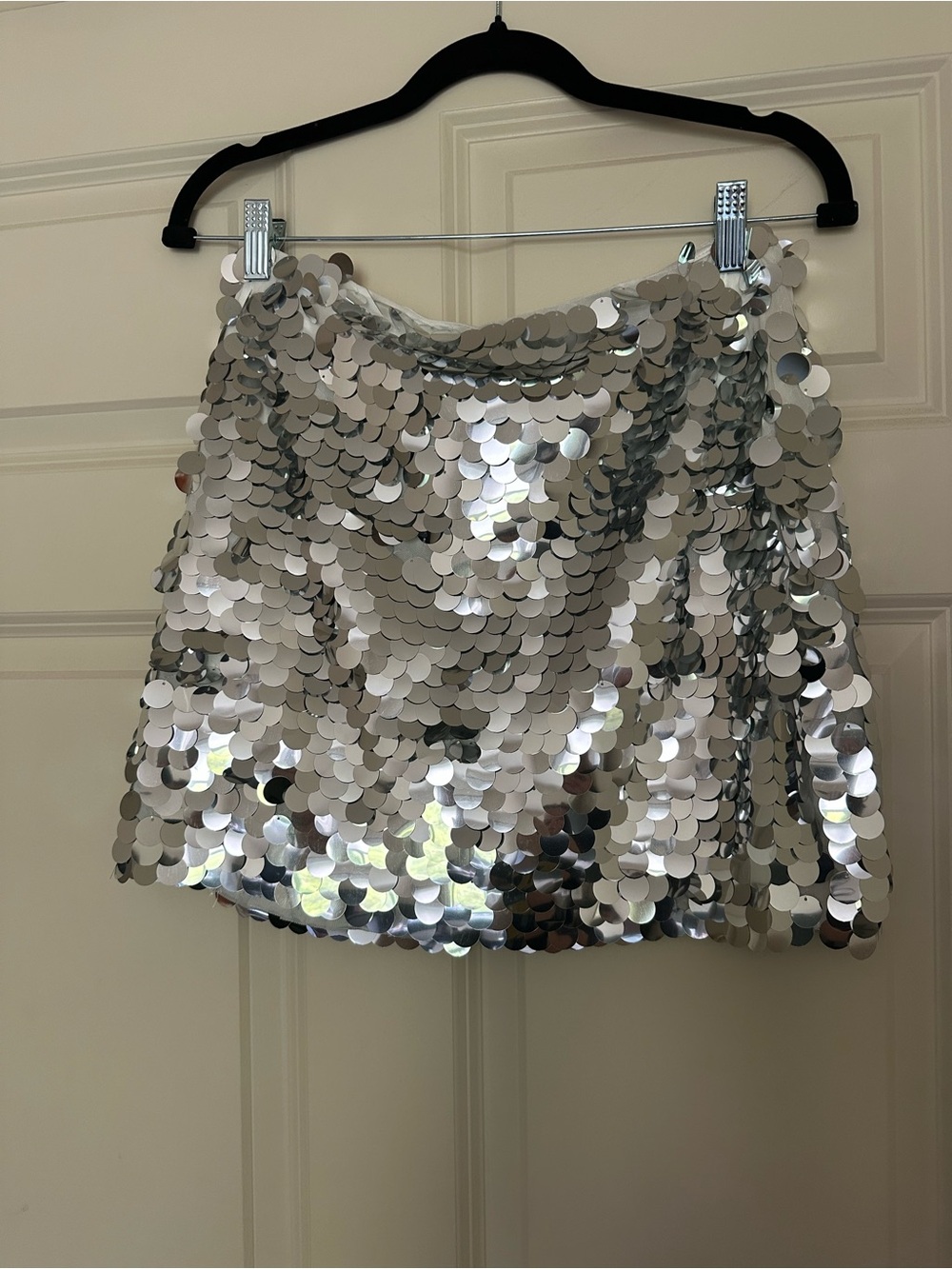 12th Tribe Silver Sequin Mini Skirt